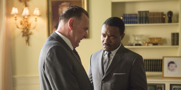 Left to right: Tom Wilkinson plays President Lyndon B. Johnson and David Oyelowo plays Dr. Martin Luther King, Jr. in SELMA, from Paramount Pictures, Pathé, and Harpo Films. SEL-13350